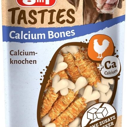 8in1 Tasties Calcium Bones Calziumknochen - mit Hähnchenbrust umwickelte kleine Knochen, 85 g