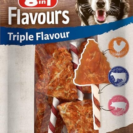 8in1 Triple Flavour Wings Kaustangen für Hunde - Kausnacks mit extra viel Fleisch, 113g Beutel (ca. 6 Stück)