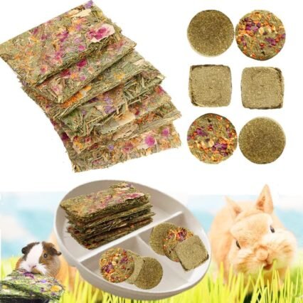 Abizoo 12 Stücke Kaninchen Kauspielzeug, Kaninchen Leckerli, Natürliche Molaren Timothy Hay Herbal Floral Scent Snack Kauspielzeug Für hasen Meerschweinchen zwergkaninchen...