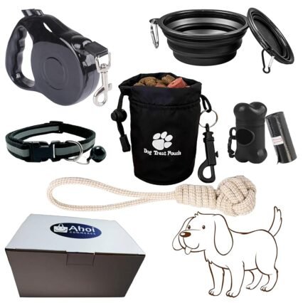 AHOI Hundezubehör – Hunde Gassi & Reise Set - 6-teiliges Welpen Zubehör Paket für kleine und mittelgroße Hunde, praktische Hunde-Sachen für unterwegs, dem Urlaub oder als...