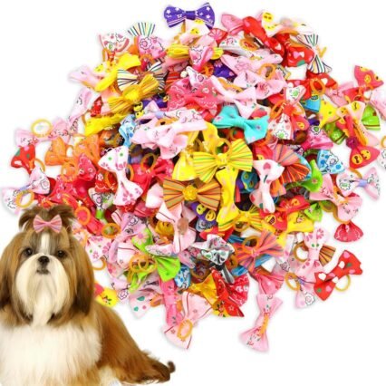 AYVRUOP Hund Hochzeit, Hunde Haarschmuck Hundehaar-Schleifen mit Gummiband Haustiere Hundehaare Bögen Zubehör für Lange Haare Haustier Hunde Katze Welpen, Zufällige Farbe, 20 Stück