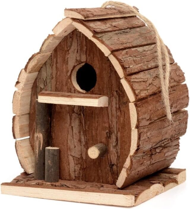 CKB LTD Nistkästen für Vögel Haus Holz Vogelhaus zum Aufhängen Hänge für Wildvögel rustikal natürlich wetterfest ideal für Jede Gartengröße im Freien Baum oder Balkon