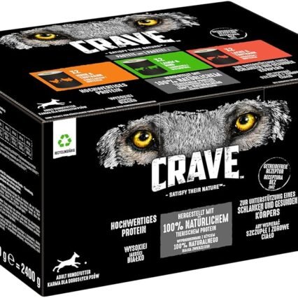 Crave Adult Hundenassfutter in Pastete, 6 Dosen, 6x400g – Hundefutter nass in 3 verschiedenen Varietäten hergestellt mit 100 Prozent natürlichem Protein ohne Zusatz von Getreide