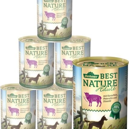 Dehner Best Nature Hundefutter, Nassfutter getreidefrei, für ausgewachsene Hunde, Lamm / Kartoffeln / Petersilie, 6 x 400 g Dose (2.4 kg)