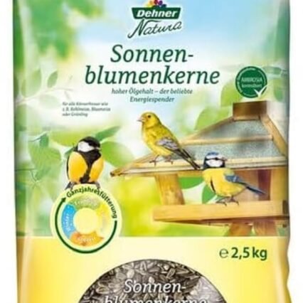 Dehner Natura Premium Wildvogelfutter, Sonnenblumenkerne, Ganzjahresfutter proteinreich / energiereich, hochwertiges Vogelfutter für Wildvögel, 2.5 kg