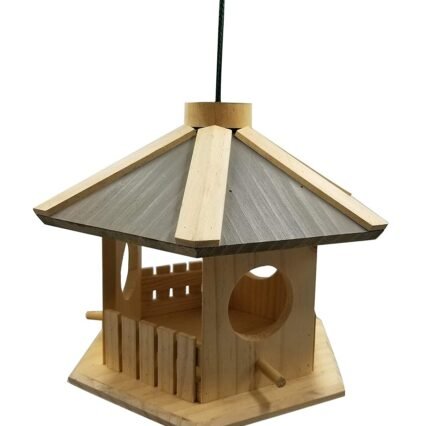 Dehner Natura Wildvogel-Futterhaus Dakota, ca. 30 x 26 x 22 cm, Kiefernholz, natur, 1 Stück (1er Pack)