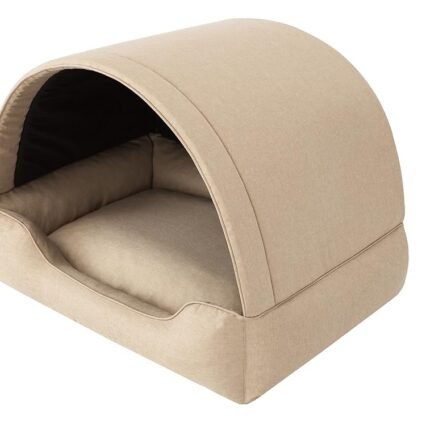 DOGGY Hundehöhle Hundebett Katzenbett Hundehütte Haustierbett Hundehaus Hundeliegen Hundesofa Korb Sofa Hundekissen Schlafplatz, Beige, 82x58 cm