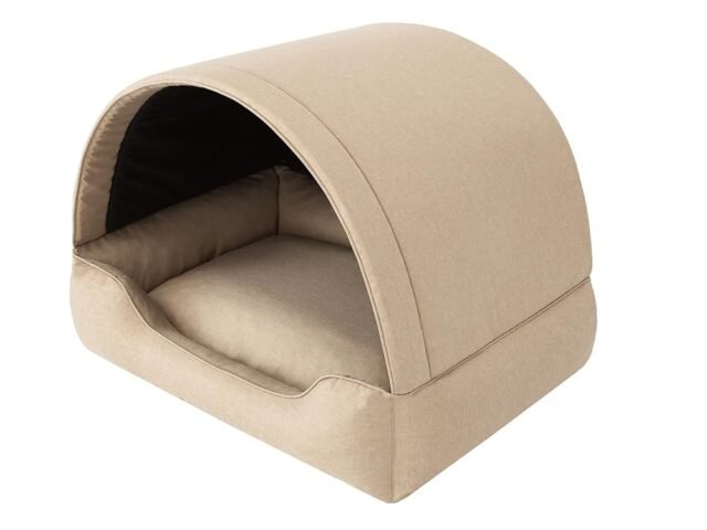 DOGGY Hundehöhle Hundebett Katzenbett Hundehütte Haustierbett Hundehaus Hundeliegen Hundesofa Korb Sofa Hundekissen Schlafplatz, Beige, 82x58 cm