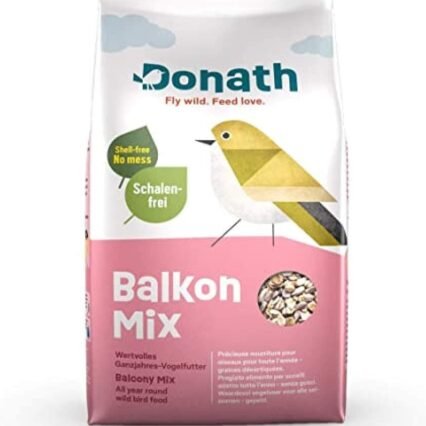 Donath Balkon Mix - schalenfreie Mischung für einen sauberen Balkon - wertvolles Ganzjahres Wildvogelfutter - aus unserer Manufaktur in Süddeutschland - 1 Kg