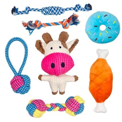 Dunkwckore 7 Stück Hundespielzeug Kleine Hunde, Welpenspielzeug, Spielzeug Hund, Dog Toys, Langlebiges Kauspielzeug und Quietschend Intelligenz Hundekuscheltiere Set, Welpen...