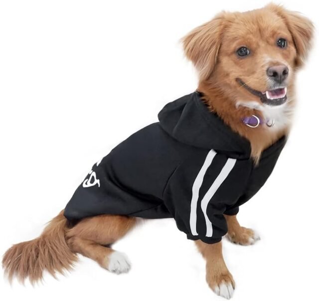 Eastlion Hund Pullover Welpen-T-Shirt Warm Pullover Mantel Pet Kleidung Bekleidung, Schwarz, Gr. XL