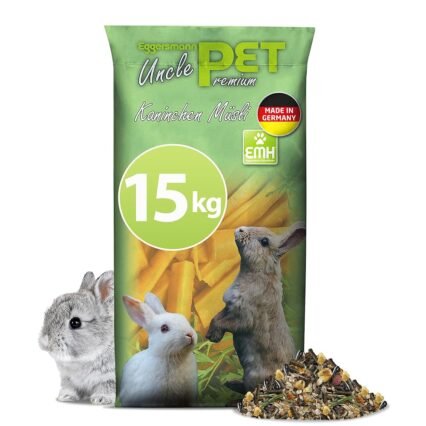 Eggersmann Uncle Pet 15 kg Kaninchenfutter - Premium Kaninchen Müsli - Kaninchen Futter mit der natürlichen Kraft aus Kräutern und Karotten - Kaninchenzubehör (15 kg Sack)