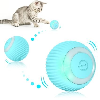 EXTFANS Katzenspielzeug Elektrisch Katzenball mit LED Licht, Automatischer 360 Grad Rollbal Interaktives Katzenspielzeug mit USB Wiederaufladbarer, interaktiver katzenball für...