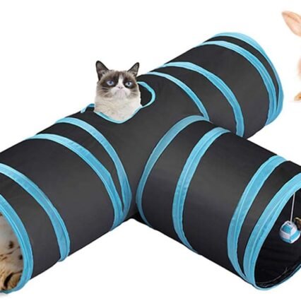 Fhodigogo Katzenspielzeug Katzentunnel, Katze Spielzeug Hundenspielzeug Spieltunnel 3-Wege Pet Play Tunnel Tube für Kätzchen, Welpen, Kaninchen, kleine Hunde