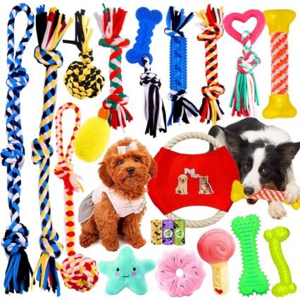 Frasheng 20 Pcs Hundespielzeug Set,Natürlicher Baumwolle,Seil Ball Hunde Kauen Spielzeug Set,Dauerhaft Hundespielzeug,interaktive Hunde Kauspielzeuge für Zahnpflege,für kleine...