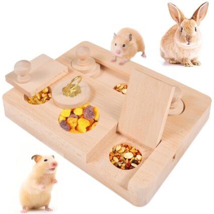 Funmo Meerschweinchen Spielzeug, Hamster Spielzeug aus Holz, Kleintierspielzeug, 6 In 1 Holzspielzeug Zur Futtersuche, für Hamster Meerschweinchen Chinchillas Rennmäuse...