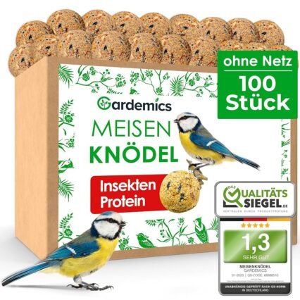 Gardemics Meisenknödel ohne Netz für Wildvögel, Insekten-Knödel [9 kg, ca. 100 Stück] Wildvogelfutter mit Insekten für Artenvielfalt im Garten | Proteinreiches Ganzjahresfutter