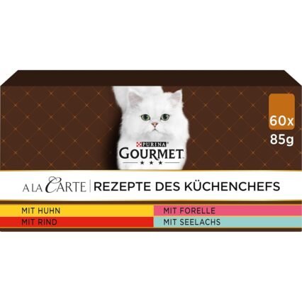 Gourmet A la Carte Katzenfutter nass, Sorten-Mix, 60er Pack (60 x 85g)