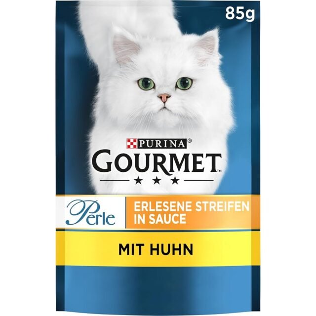 Gourmet Perle Erlesene Streifen Katzenfutter nass, mit Huhn, 26er Pack (26 x 85g)