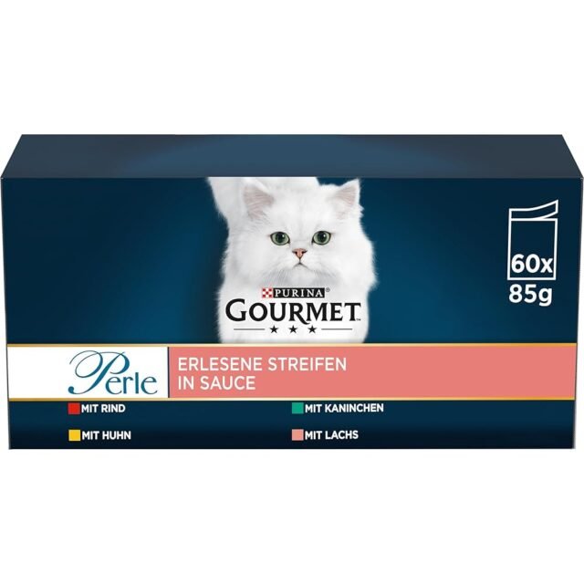 Gourmet Perle Erlesene Streifen Katzenfutter nass, Sorten-Mix, 60er Pack (60 x 85g)