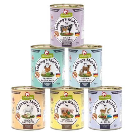 GranataPet Liebling's Mahlzeit Multipack 1, Nassfutter für Hunde im Probierpaket, Alleinfuttermittel ohne Getreide, Hundefutter mit hohem Fleischanteil & hochwertigen Ölen, 6 x...