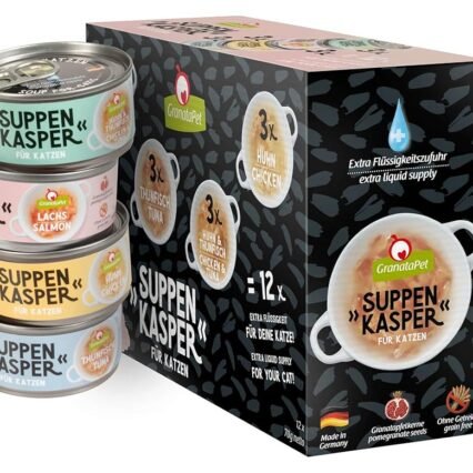 GranataPet Suppenkasper Multipack, Snacks für Katzen, Suppen gegen den kleinen Hunger, Leckerchen für extra Flüssigkeitszufuhr, Katzenfutter ohne Getreide & ohne Zuckerzusätze,...