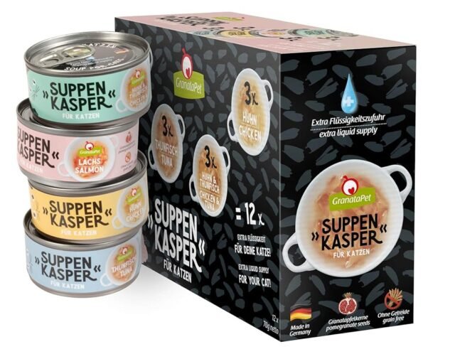 GranataPet Suppenkasper Multipack, Snacks für Katzen, Suppen gegen den kleinen Hunger, Leckerchen für extra Flüssigkeitszufuhr, Katzenfutter ohne Getreide & ohne Zuckerzusätze,...