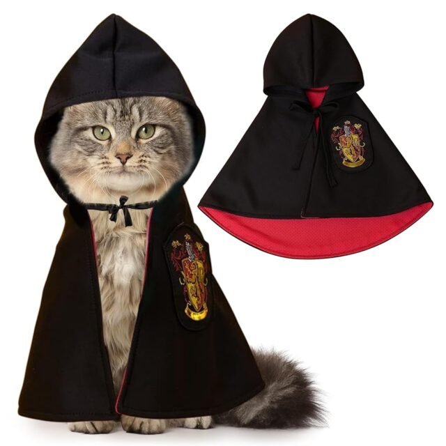 Halloween Haustier Kleidung Halloween Umhang Cosplay Lustig KatzenKostüm Hundekostüm Halloween Haustierkostüm für Halloween Party Dekoration Weihnachten Geschenk (Rot, S)