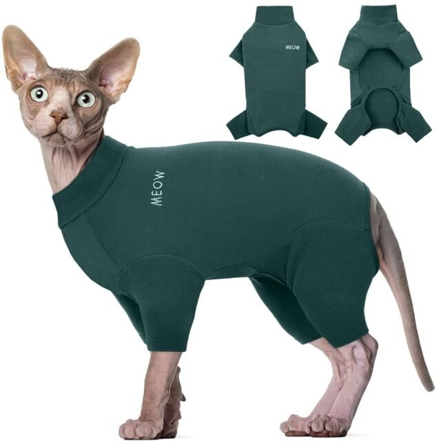 Hjyokuso Sphynx Katzen Kleidung, Katzenpullover, Atmungsaktive Weiche Pullover FüR Katzen, Katzenmantel Warm, Katzenbekleidung mit Vier Beinen, Katzen-Shirt für Sphynx,Cornish...