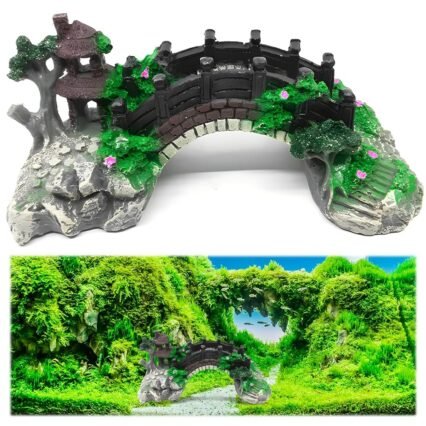 HPiano Aquarium Deko Höhle Aquarium, das dekorative Brücke landschaftlich gestaltet Baumstamm Holz Polyresin Landschaft,Brücke Ornament Umweltschutz landschaftlich ideal für...