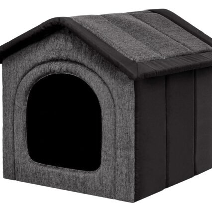 Hundehütte Hundehöhle Hundebett Hundehaus Katzenhöhle Tierbett XXL - 70x60 cm Graphit mit Schwarz