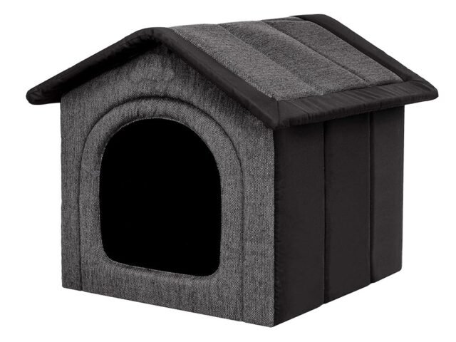 Hundehütte Hundehöhle Hundebett Hundehaus Katzenhöhle Tierbett XXL - 70x60 cm Graphit mit Schwarz