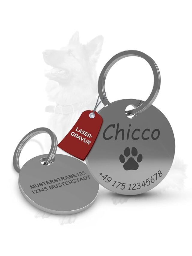 Hundemarke mit Gravur | Hundezubehör | Hundemarke personalisiert | Hundehalsband mit Namen | ⌀25mm | Edelstahl | Für Hundehalsband personalisiert | Katzen | Hunde | Tiere