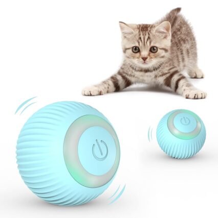 IOKHEIRA Katzenball mit LED-Licht, Elektrisch Zwei-Farben Katzenspielzeug Ball interaktives Spielzeug für Katzen, selbstdrehender 360-Grad-Ball, wiederaufladbares interaktives...