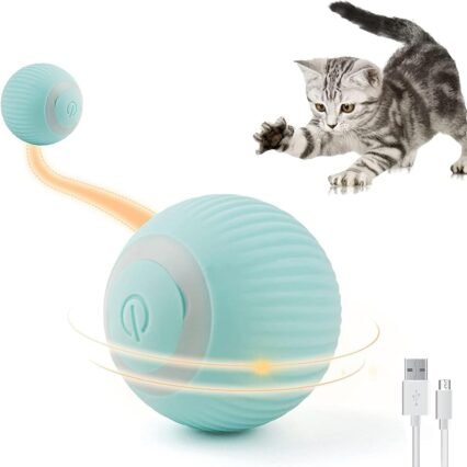 Katzenspielzeug Elektrisch mit LED Licht Katzenspielzeug Selbstbeschäftigung 360-Grad-Ball Interaktives Katzenspielzeug Selbstdrehender, Intelligentes USB Wiederaufladbarer...