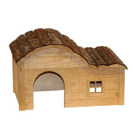 Kerbl Pet Pet Häuschen Welle Nature, Nagerhaus mit geschwungenem Dach für Hasen / Kaninchen / Meerschweinchen / Hamster / Mäuse / Ratten, Aus unbehandeltem Holz, 30x20x20 cm