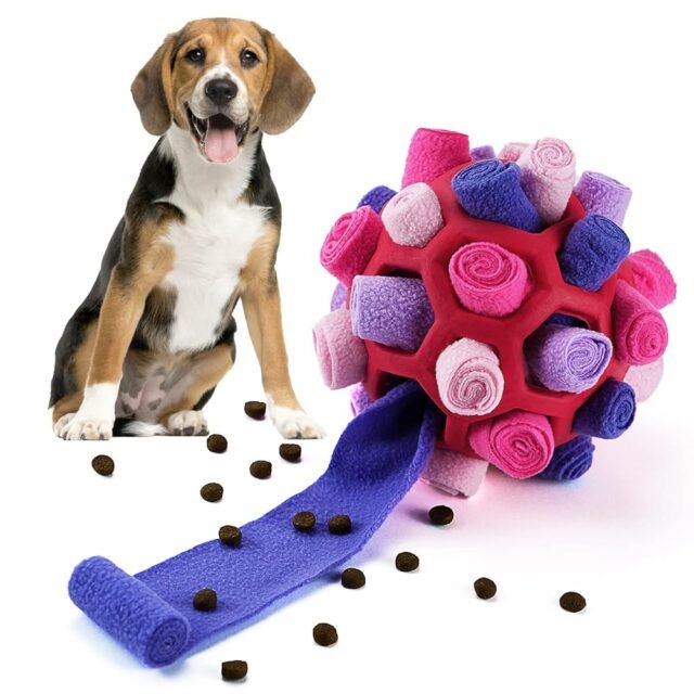 Larimuer Schnüffelball für Hunde, Schnüffelteppich Schnüffelspielzeug Interaktive Hundespielzeug tragbarer Haustier Snuffle Ball Toy für Kleine Mittelgroße Hunde Haustier (Rot...