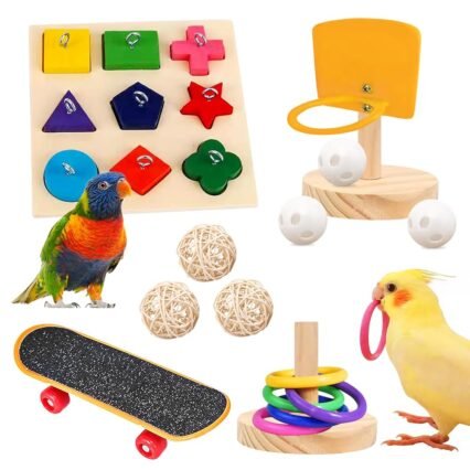 MEYAGOT 4 Stück Papageien Spielzeug Set, Papagei Spielzeuge, Papageienspielzeug, Papageien-Puzzle-Spielzeug Vogel Intelligence Trainings Spielzeug Für Sittiche, Conure, Aras,...