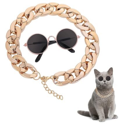 Molain Katzen Sonnenbrille, Katzen UV Schutz Klassische Retro Sonnenbrille für kleine Hunde Puppen runde Sonnenbrille Party Cosplay Kostüm Foto Requisiten (1 Stück runde Brille...