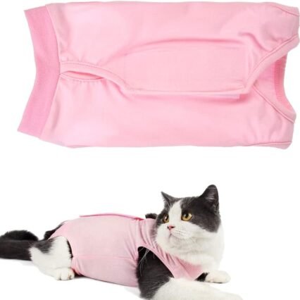 Newaner Recovery Suit Katze, Haustiere Schutz Kleidung Wiederherstellung Anzug Weste, Professional Recovery Anzug, katzenbody nach op,OP-Kleidung für Haustiere(Rosa,M)