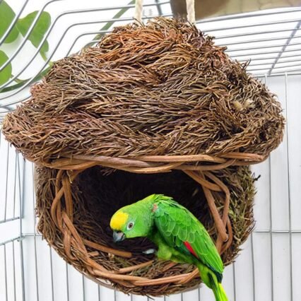 NIBESSER Vogelnest Vogelkäfige Vogelhäuser Bietet Schutz Vor Kaltem Wetter Handgewebte Vogel Häuser Nest Perfektfür Käfige Wellensittich Papageien Thront Brutei Nistkästen Vögel