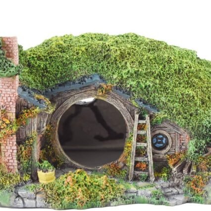 OMEM Hobbit-Haus,Aquarium Dekoration Höhle,für Fisch Tank,NatüRlicher Lebensraum Ornament für Aquarium Kleines Fischversteck