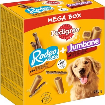 Pedigree Hundesnacks Mixpack mit Rodeo Duos Huhn & Bacon (24 Stück) und Riesenknochen Rind & Geflügel (4 Stück), 780g