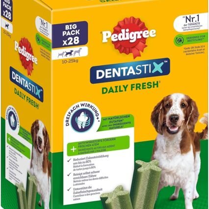 PEDIGREE Zahnpflege-Kausnacks Denta Stix Daily Fresh Mega Pack- Für mittelgroße Hunde 10-25kg (4x7 Stück) 720 g