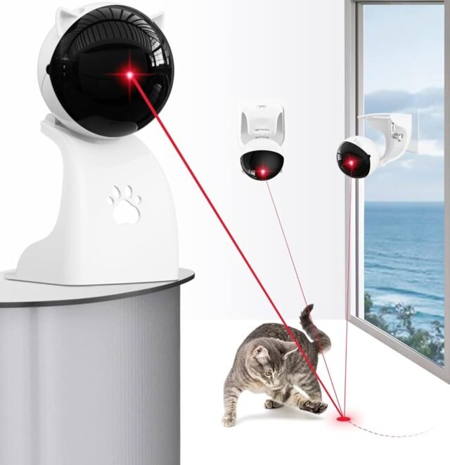 Petiepaw Interaktive Laser-Katzenspielzeuge für Indoor-Katzen, Automatisches Katzlaser-Spielzeug für gelangweilte Erwachsene Indoor-Katzen/Kätzchen/Hunde, USB wiederaufladbar, 3...