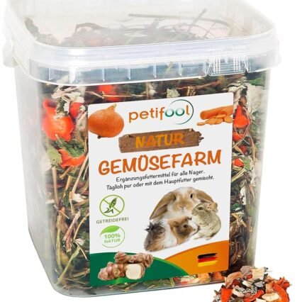 petifool Gemüsefarm 500g - Ergänzungsfutter für Nager - natürliches Nagerfutter für Kaninchen, Meerschweinchen, Hamster, Chinchilla & mehr - ohne künstliche Zusätze - 100% Natur...