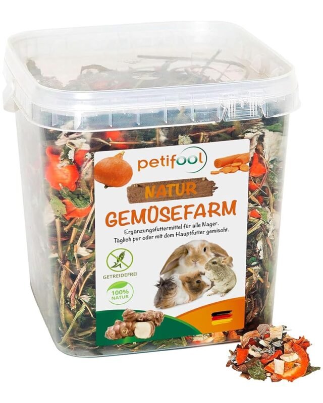 petifool Gemüsefarm 500g - Ergänzungsfutter für Nager - natürliches Nagerfutter für Kaninchen, Meerschweinchen, Hamster, Chinchilla & mehr - ohne künstliche Zusätze - 100% Natur...