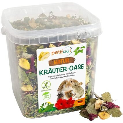 petifool Kräuter Oase 370g - Ergänzungsfutter für Nager - natürliches Nagerfutter für Kaninchen, Meerschweinchen, Hamster, Chinchilla & mehr - ohne künstliche Zusätze - 100%...