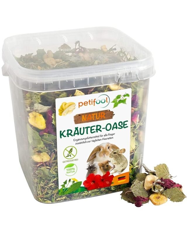 petifool Kräuter Oase 370g - Ergänzungsfutter für Nager - natürliches Nagerfutter für Kaninchen, Meerschweinchen, Hamster, Chinchilla & mehr - ohne künstliche Zusätze - 100%...