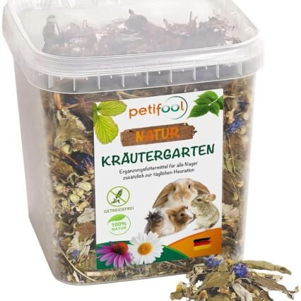 petifool Kräutergarten 400g - Ergänzungsfutter für Nager - natürliches Nagerfutter für Kaninchen, Meerschweinchen, Hamster, Chinchilla & mehr - ohne künstliche Zusätze - 100%...